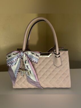 Twilly Women Equestrian Print Handbag Scarf Purple White Pink